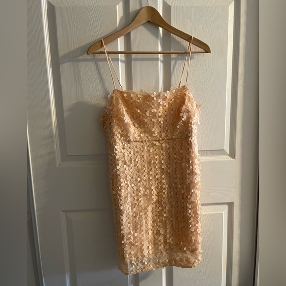 ANTHROPOLOGIE 3D FLORAL EMBELLISHED MINI DRESS PEACH SIZE S - Picture 5 of 10